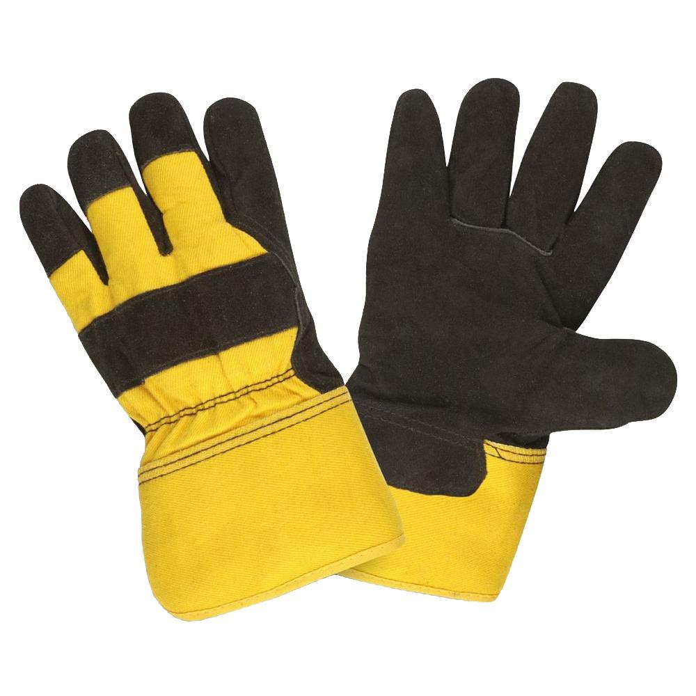 Cordova Pile Lined Split Cow Leather Palm Large Work Glove Black Leather Yellow... by Cordova