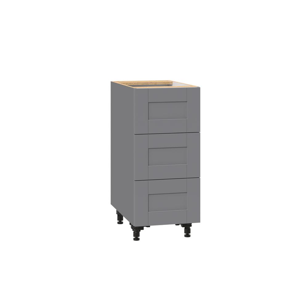 J Collection Shaker Assembled 15 In X 34 5 24 3 Drawer Base Cabinet With 10 Metal Boxes Gray