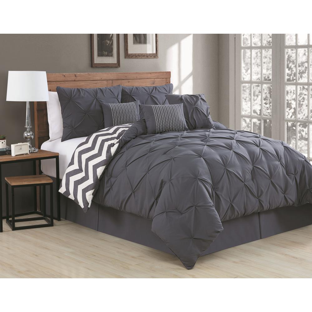 Avondale Manor Ella 6 Piece Charcoal Twin Comforter Set