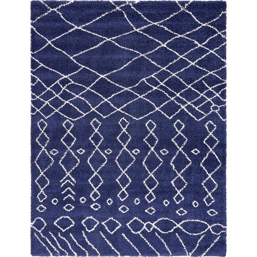 Unique Loom Trellis Shag Navy Blue 9 ft. x 12 ft. Area Rug3133190