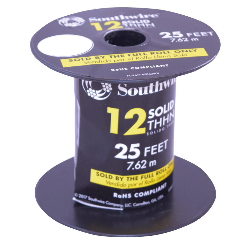 Southwire 25 ft. 12 White Solid CU THHN Wire11588185 The Home Depot