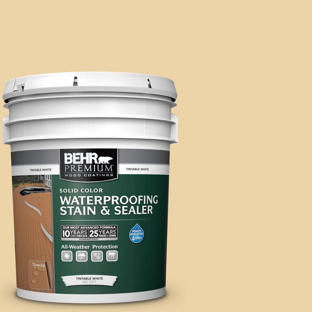 BEHR Premium 5 gal. 710C2 Raffia Cream Solid Waterproofing Exterior