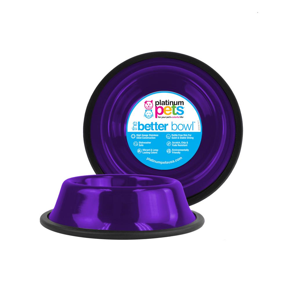 Platinum Pets 3.5 Cup Non-Tip Stainless Steel Dog Bowl, Electric Purple ...