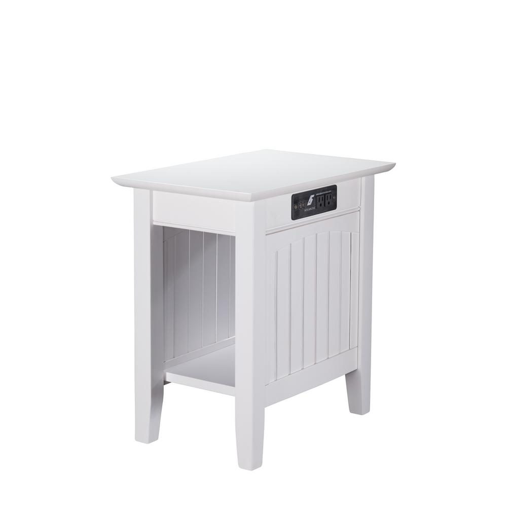 Atlantic Furniture Nantucket White Chair Side Table With