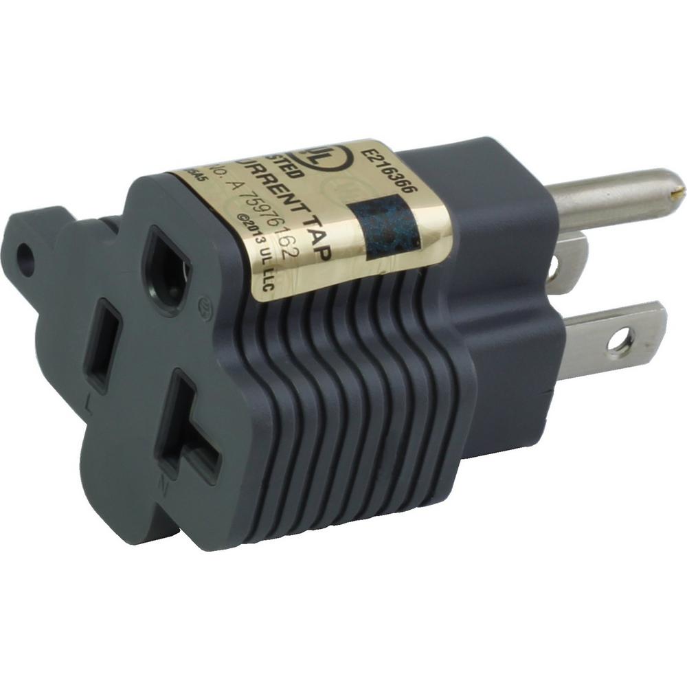 Plug Adapters Wiring Devices Light Controls The Home Depot Plug Adapter 15 Amp Household To 20 T Blade Female Outlet