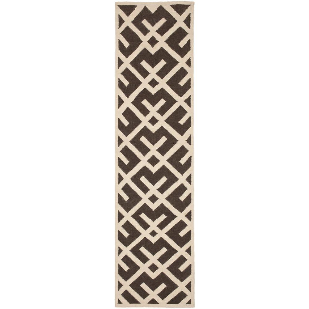 Safavieh Dhurries Black/Ivory 2 ft. 6 in. x 10 ft. RunnerDHU552L210