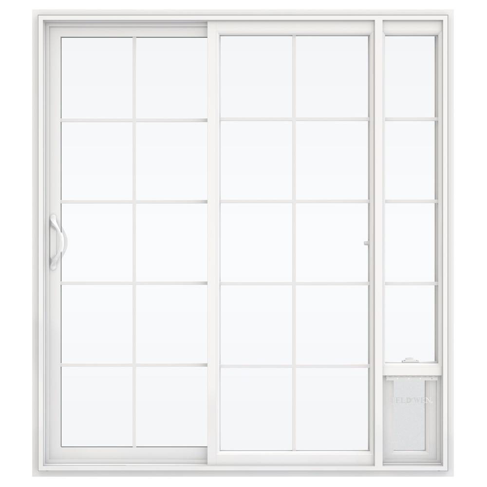 JELDWEN 72 in. x 80 in. V2500 White Vinyl Prehung Left Hand 15 Lite