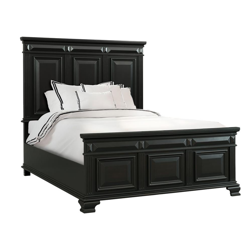 Solid Wood Queen Black Beds Bedroom Furniture The