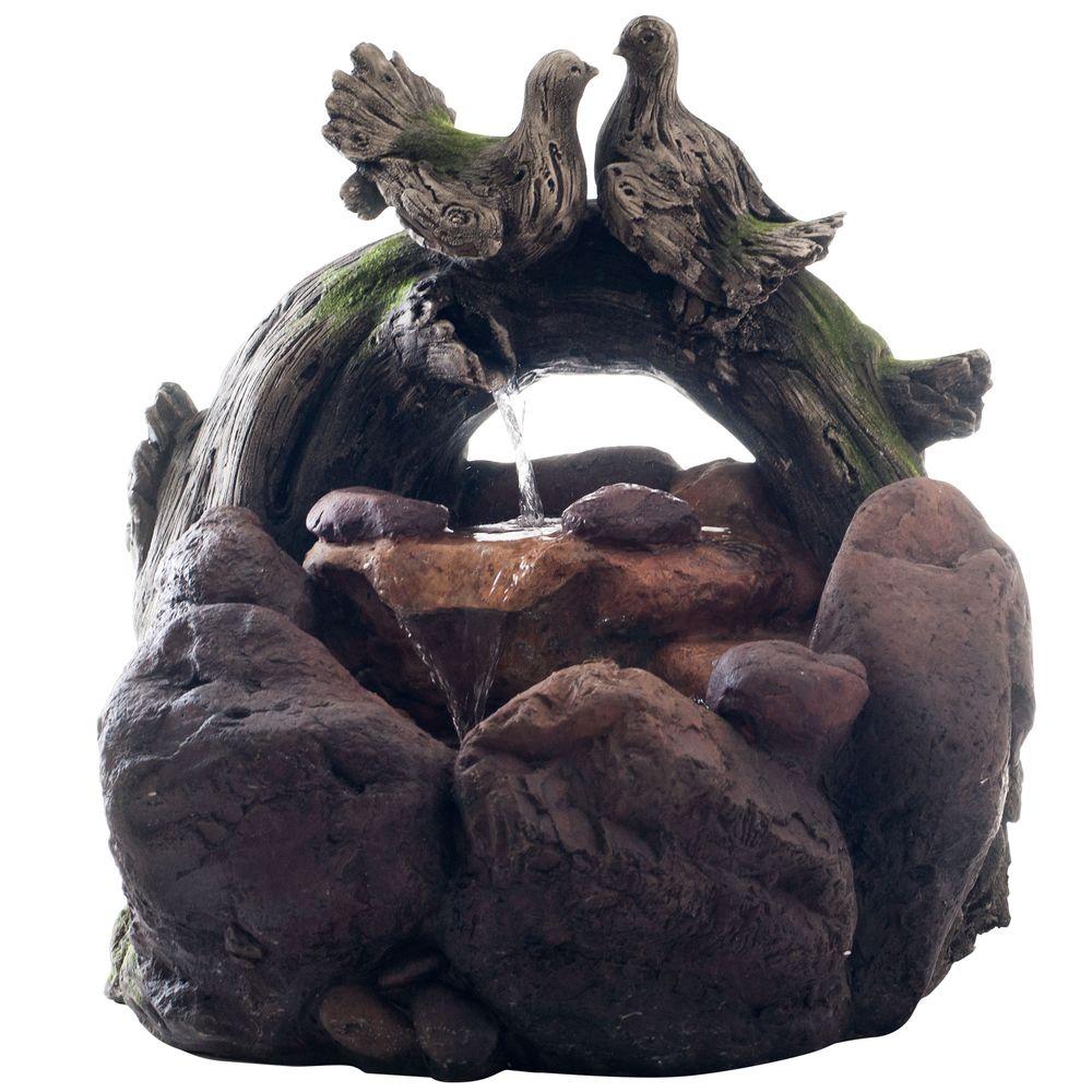 Pure Garden 3-Tier LED Lighted Double Dove Outdoor Rock Fountain with Pump by Pure Garden