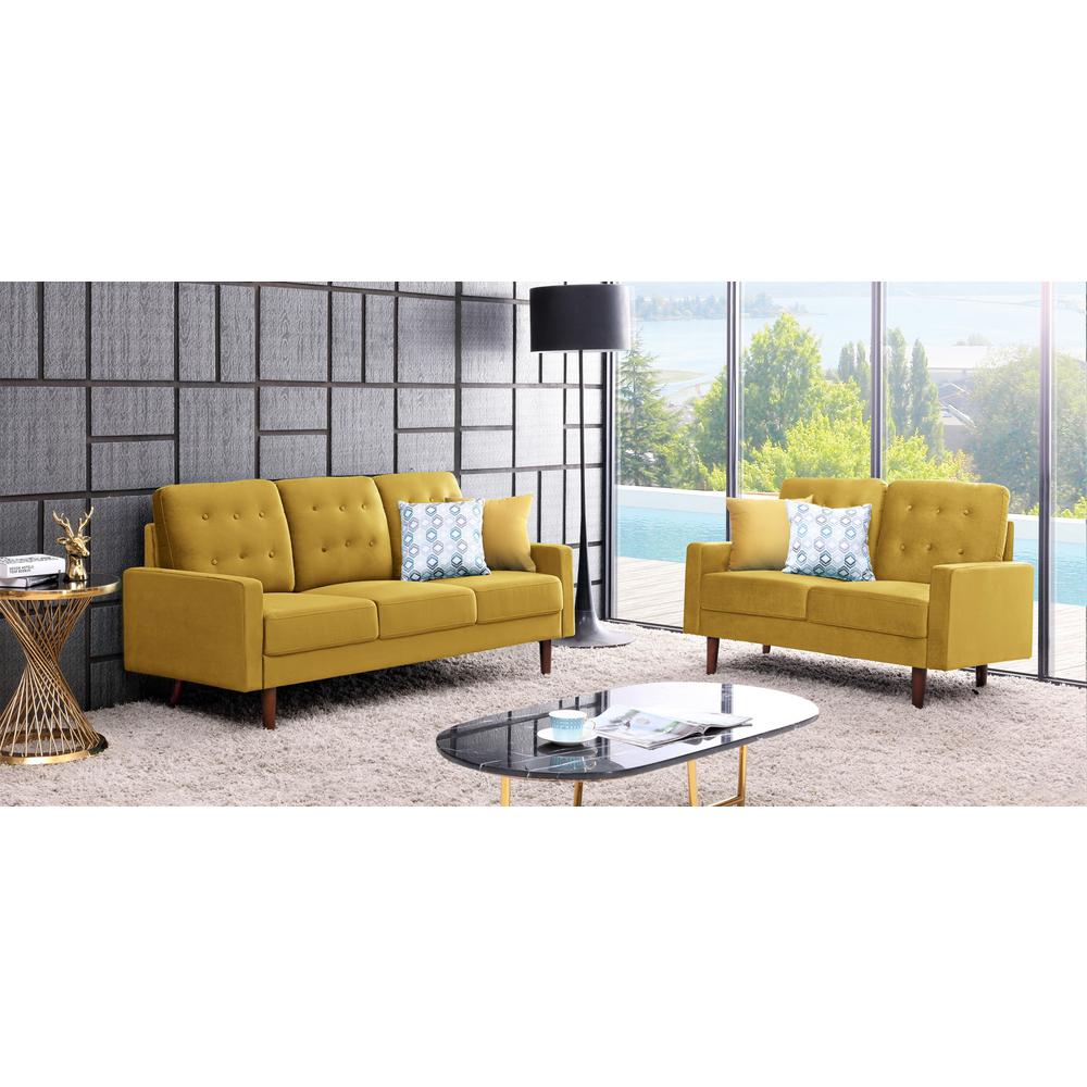 Us Pride Furniture Kelleher Tufted Velvet Fabric Sofa Golden