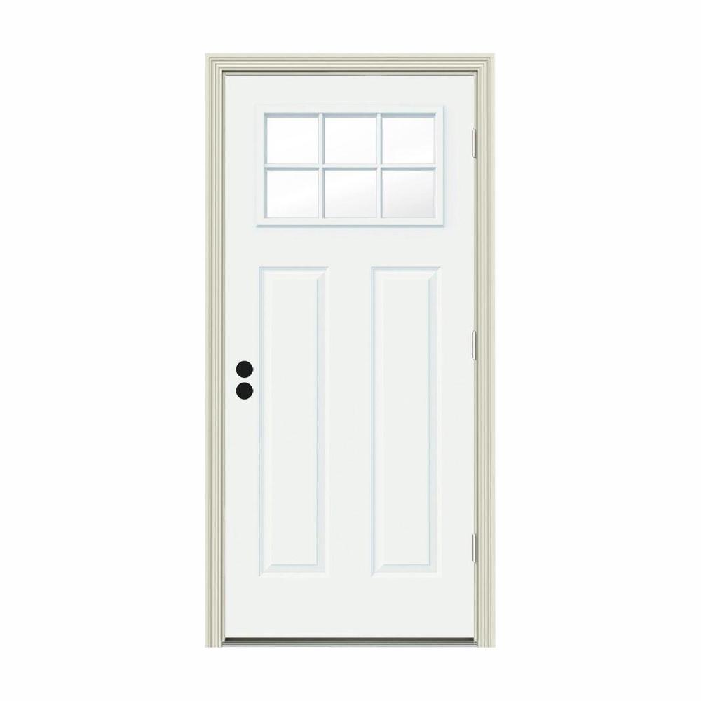 Jeld Wen 30 In X 80 In 6 Lite Craftsman White Painted Steel