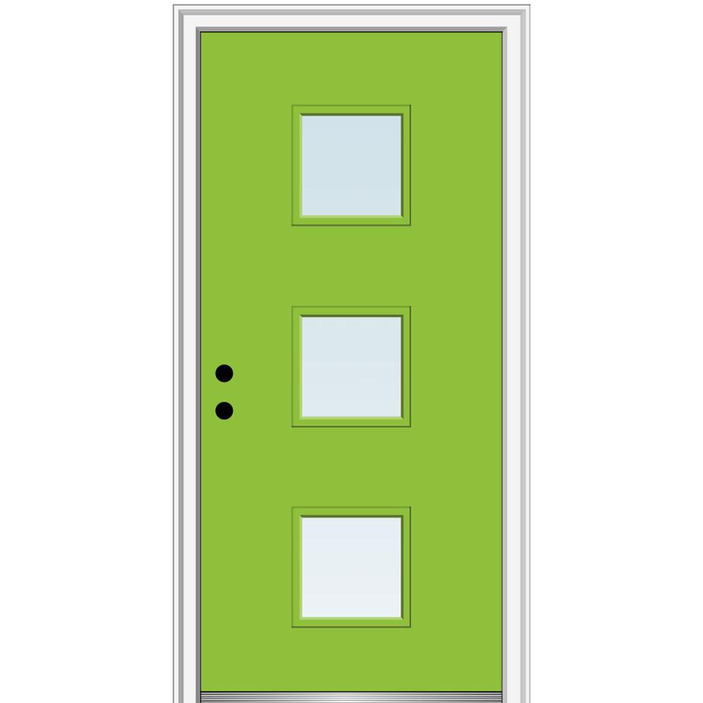 Mmi Door 30 In X 80 Aveline Right Hand Inswing 3 Lite Clear Low E Glass Painted Steel Prehung Front On 4 9 16 Frame