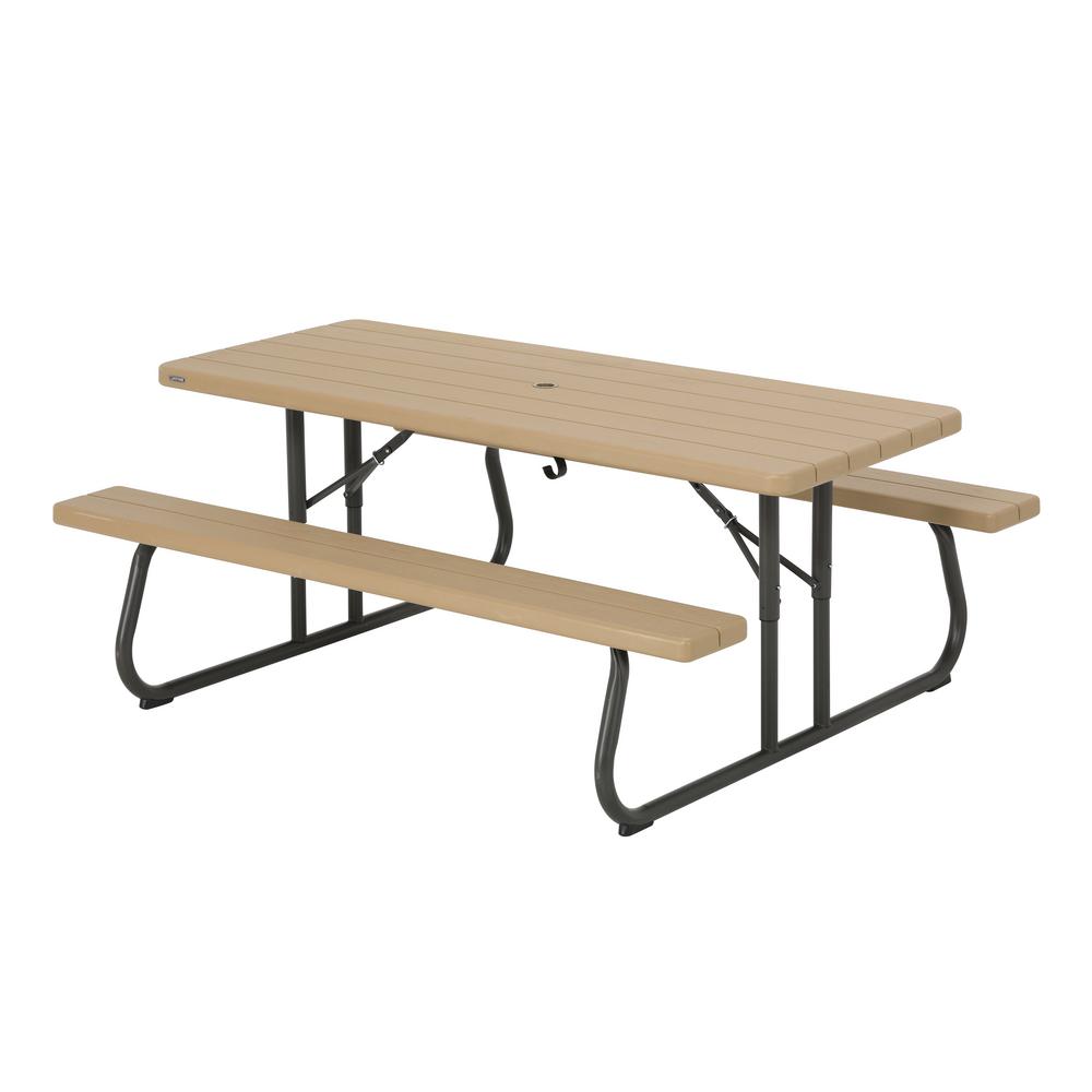 Lifetime 6 Ft Heather Beige Folding Picnic Table 260244 The Home 6 Ft Heather Beige Folding Picnic Table