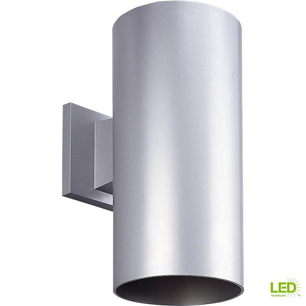 Integrated Led Outdoor Wall Mounted Lighting 1 Light Metallic Gray Integrated Led Outdoor Wall Mount Cylinder