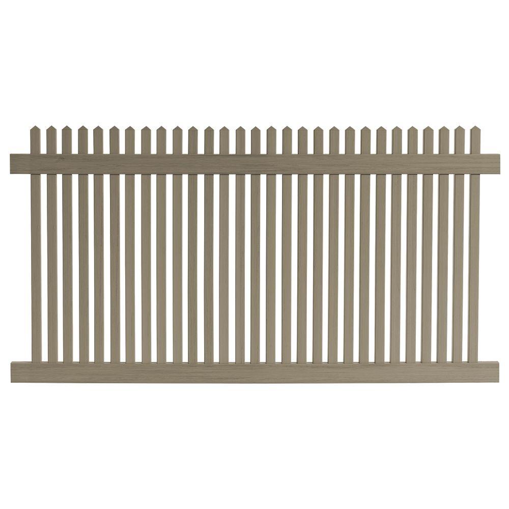 Veranda 4 Ft H X 8 Ft W Cedar Grove Weathered Cedar Vinyl Picket Fence Panel 8898335hd The Home Depot