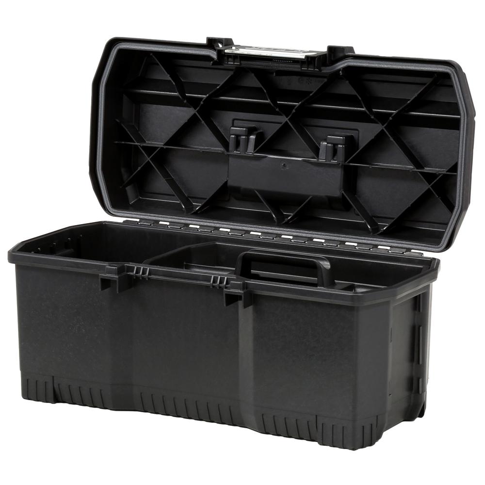 DEWALT 1- Touch Tool Box 24 in. Portable Metal Latch Storage Box ...