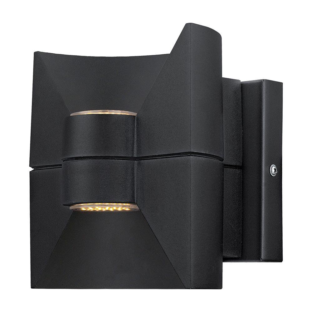 Eglo Redondo 2 Light Matte Black Outdoor Integrated Led Wall Lantern Sconce