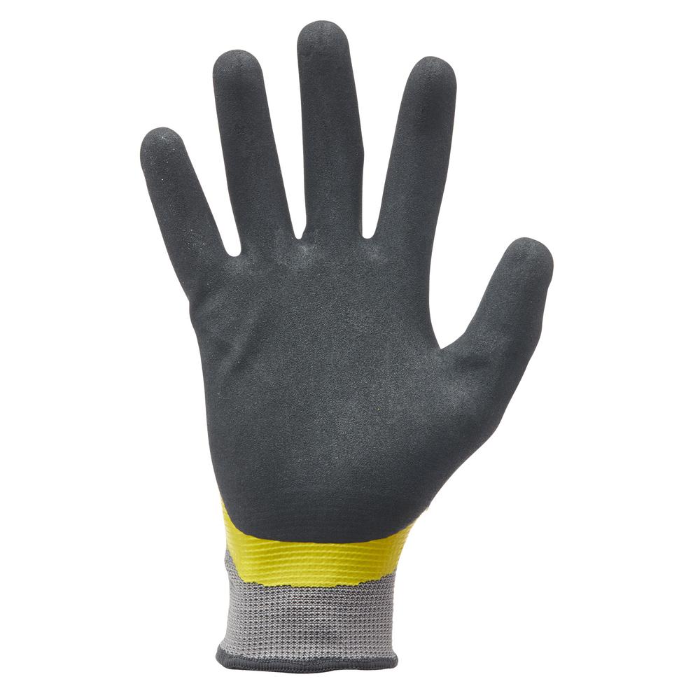 4 PAIRS OF GLOVES MEDIUM WORK GARDEN BLACK FLEXIBLE POLYESTER LATEX GRIP BRICKY