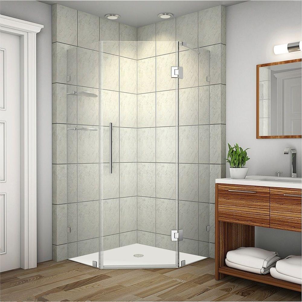 Aston Neoscape GS 34 in. x 72 in. Frameless Neo-Angle Shower Enclosure in Stainless Steel with 
