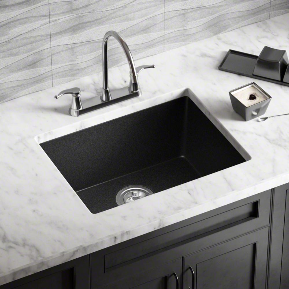 Mr Direct Dualmount Granite Composite 22 In Single Bowl Kitchen Sink In Black