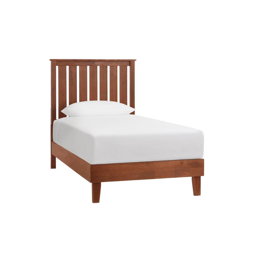 StyleWell Gatestone Wood Walnut Twin Bed with Vertical Slats (76.26 in