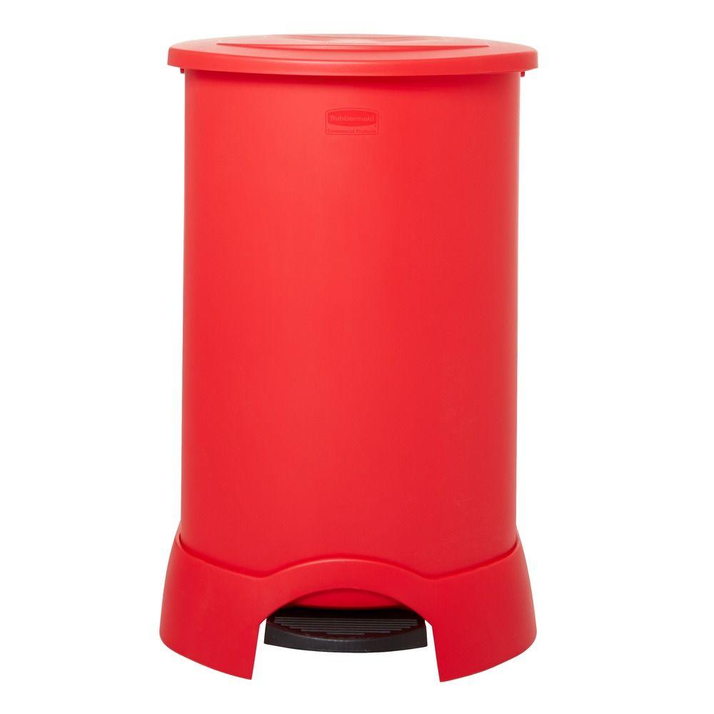 Red Trash Cans Trash Recycling The Home Depot   Rubbermaid Commercial Products Plastic Trash Cans Rcp614700rd 64 400 Compressed 