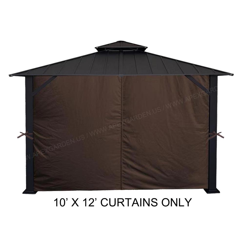 APEX GARDEN 10 ft. x 12 ft. Brown Universal Privacy Curtain for Gazebo ...