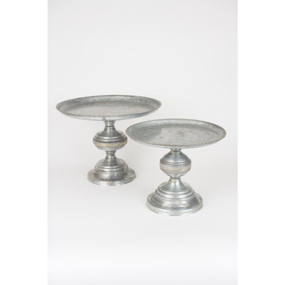 Galvanized And Brass Display Pedestals Set Of 2 Nkc4106 The
