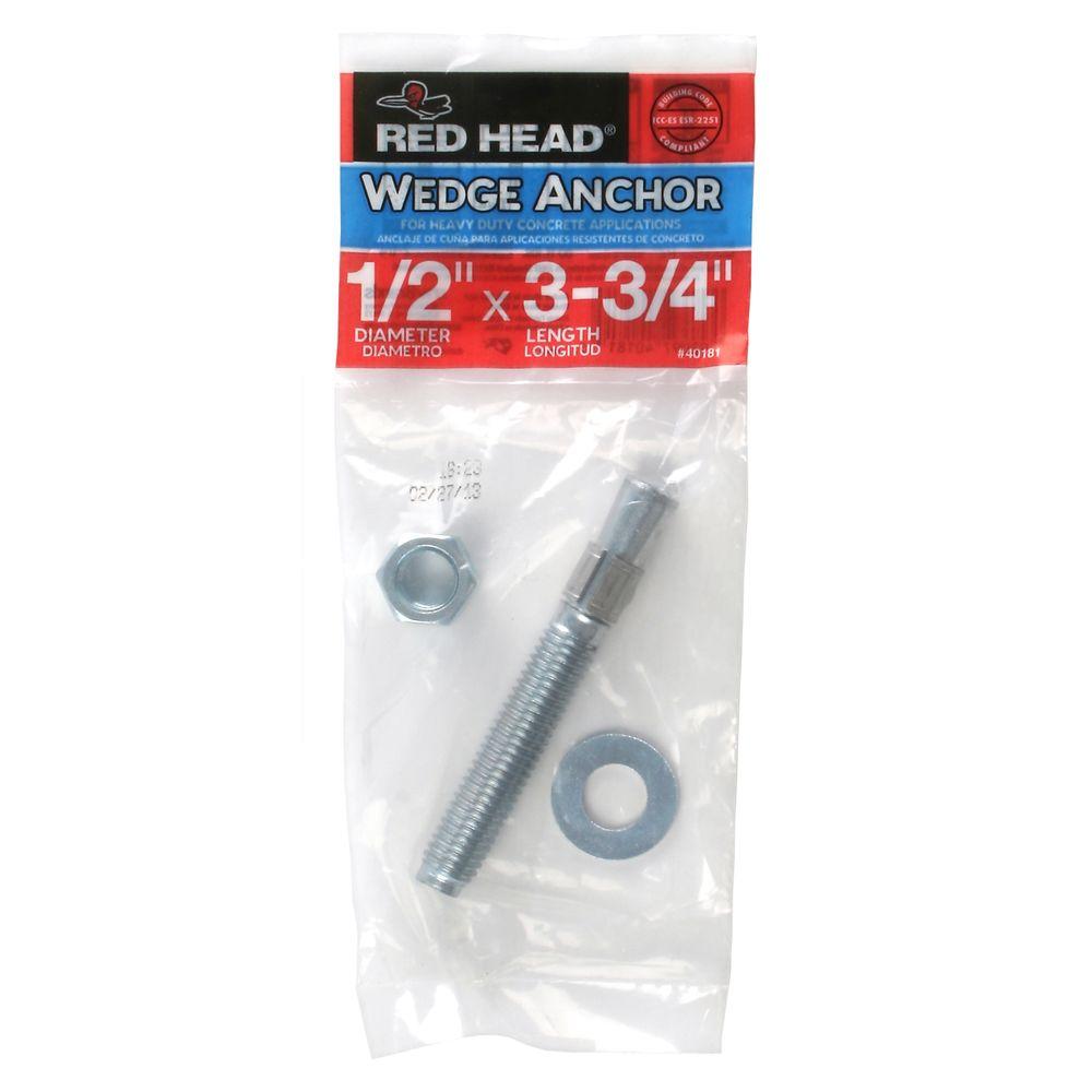 Red Head 1/2 in. x 4-1/4 in. Zinc-Plated Steel Hex-Nut-Head Solid ...