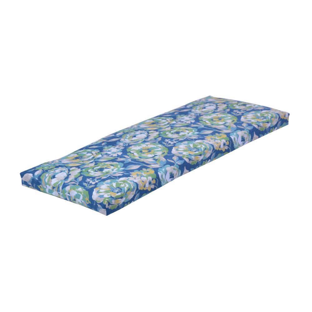 Hampton Bay Surplus Floral Rectangular Outdoor Bench Cushion-7672 ...