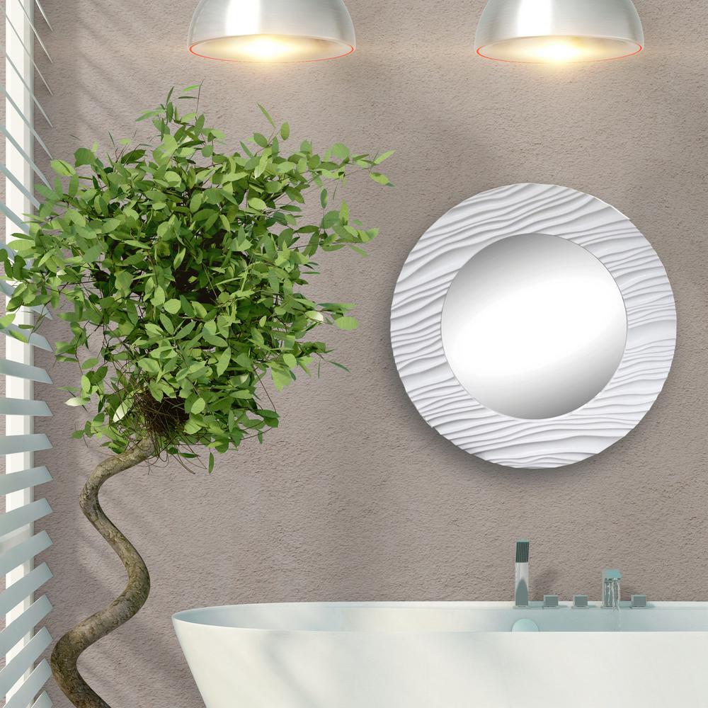 Round White Textured Decorative MirrorOS227 The Home Depot