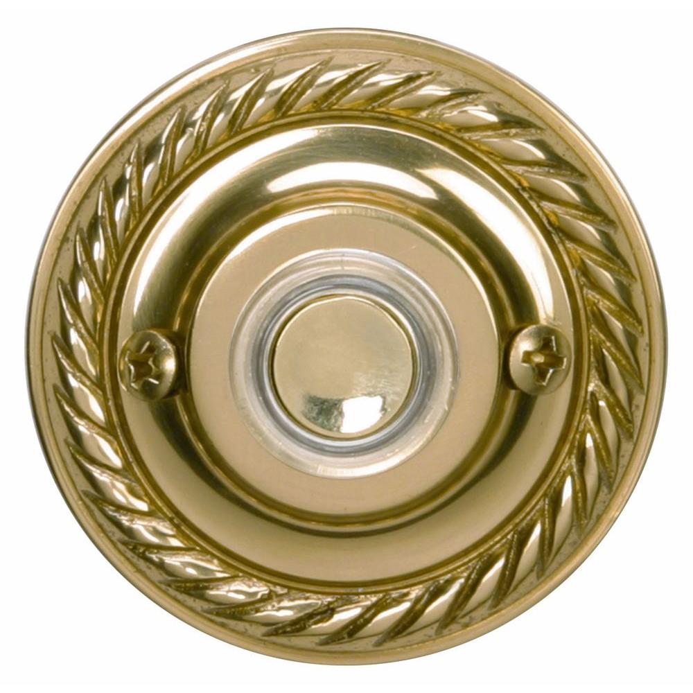 Heath Zenith Wired Polished Brass Finish Round Push Button871PBB