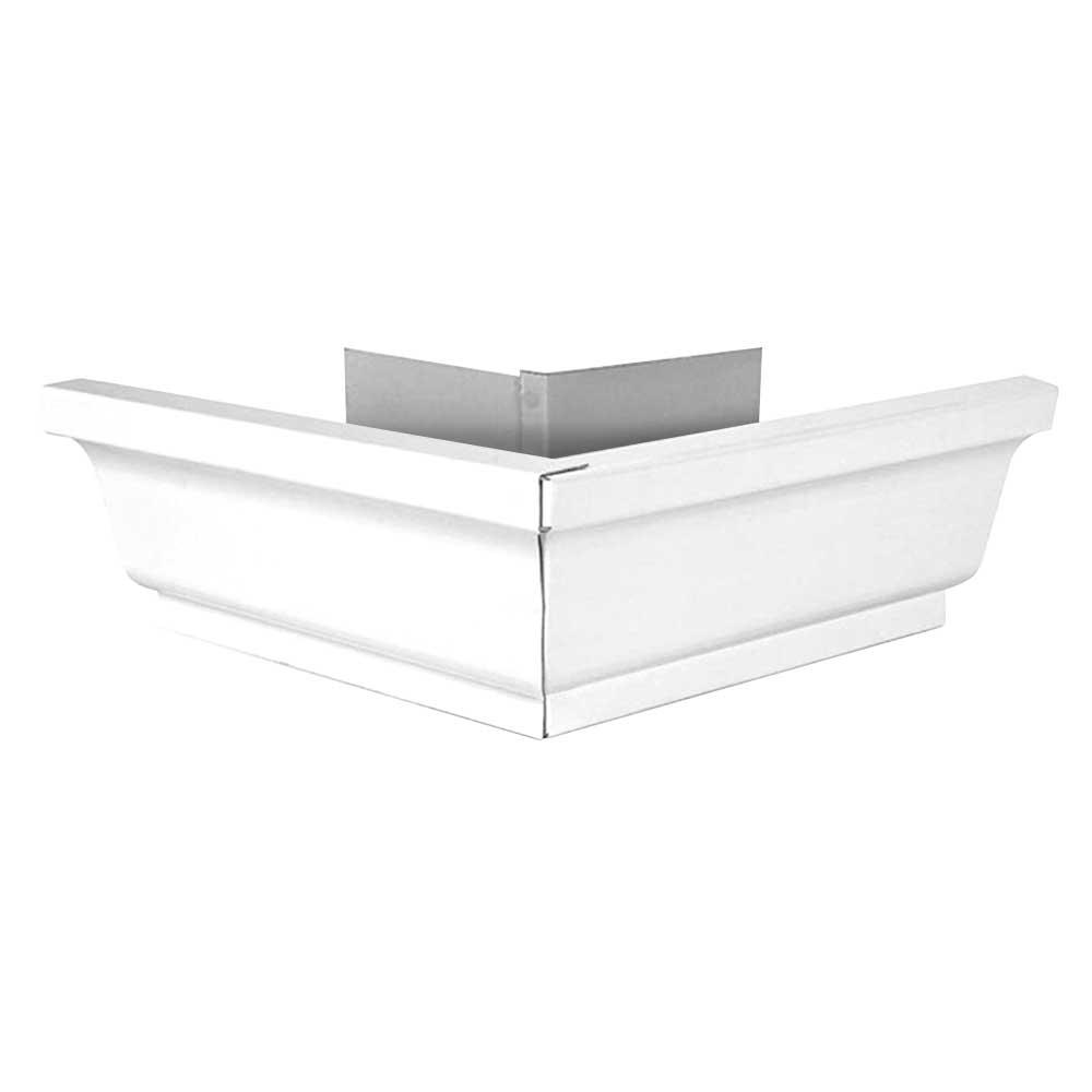 Construction Metals 5 in. White Aluminum KStyle Gutter Outside Mitre
