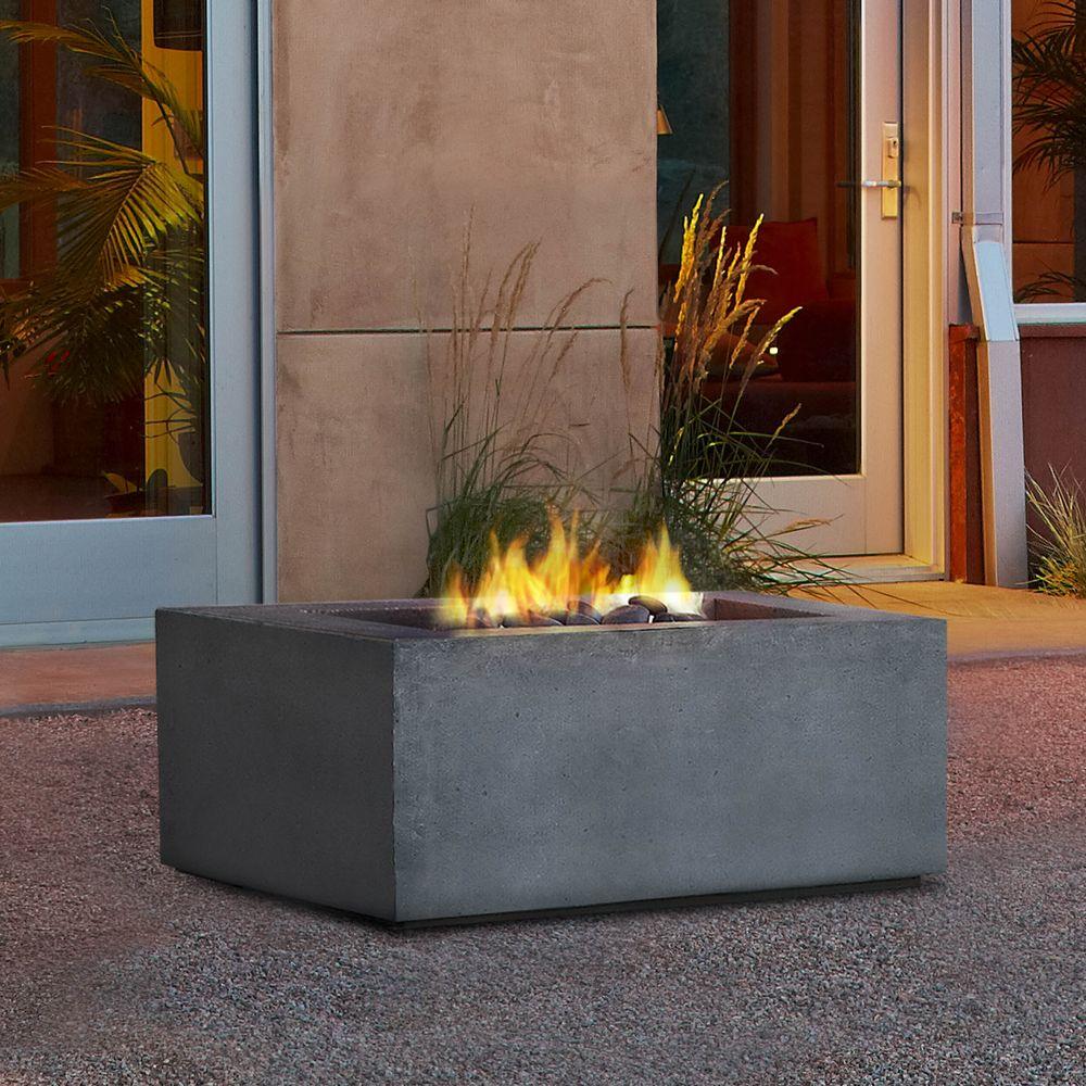 Real Flame Baltic 36 In Square Natural Gas Outdoor Fire Pit In Glacier Gray T9620ng Glg The Home Depot