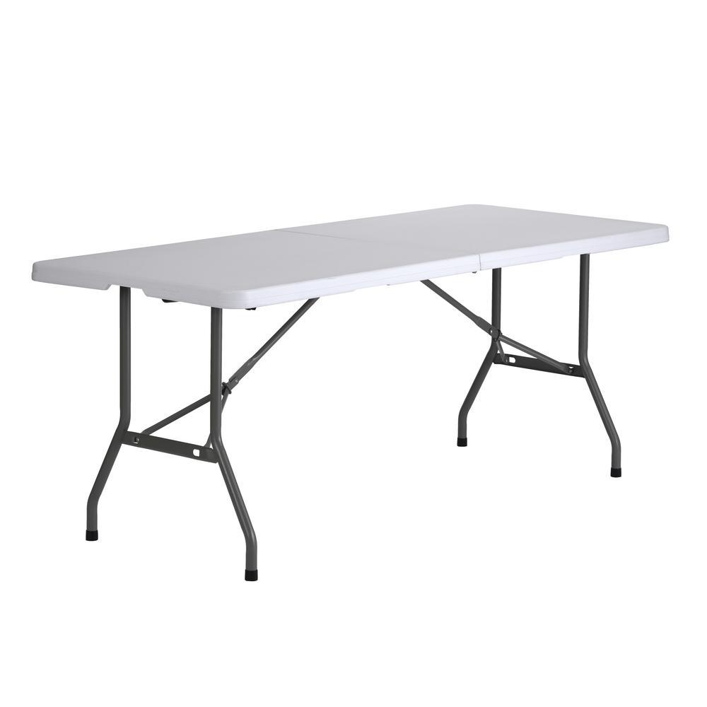 Folding Table Tables Storage Organization The Home Depot White Plastic Portable Folding Banquet Table