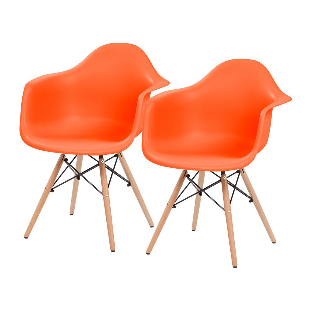 IRIS Orange Plastic Shell Chair With Arm Rest (Set of 2)586723 The