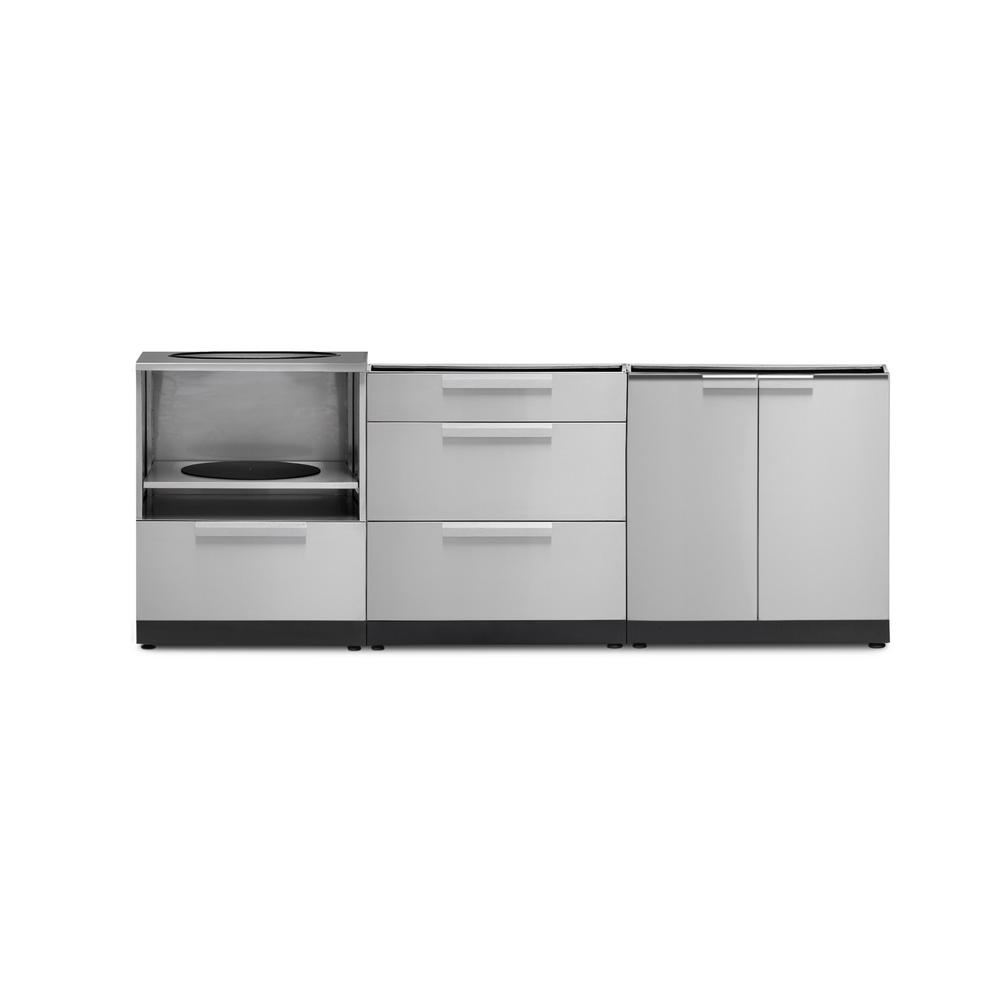 Outdoor Kitchen Storage Kitchens The Home Depot Stainless Steel 3 Piece 92 In W X 36 5 H 24