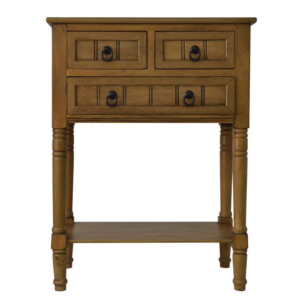 Decor Therapy Honey Pine 3 Drawer Console Accent Table Fr1798 The Decor Therapy Honey Pine 3 Drawer Console Accent Table