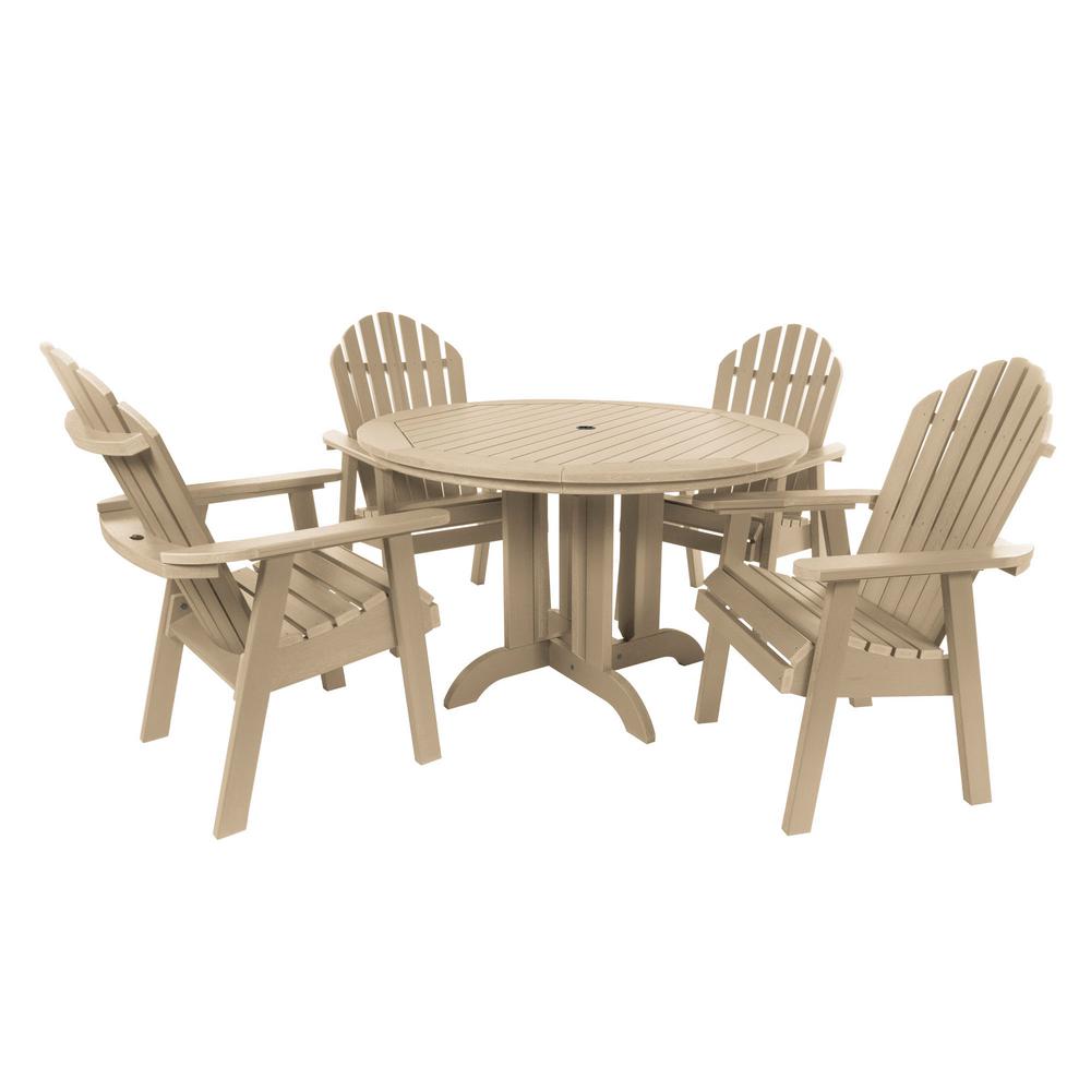 Highwood Muskoka Tuscan Taupe 5 Piece Plastic Round Outdoor Dining