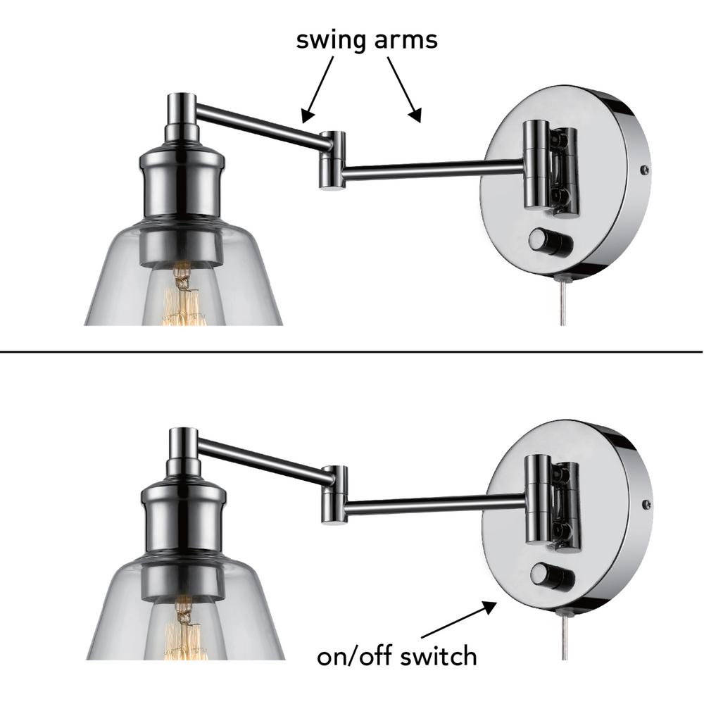 Globe Electric Leclair 1 Light Chrome Swing Arm Wall Sconce 65704 The Home Depot