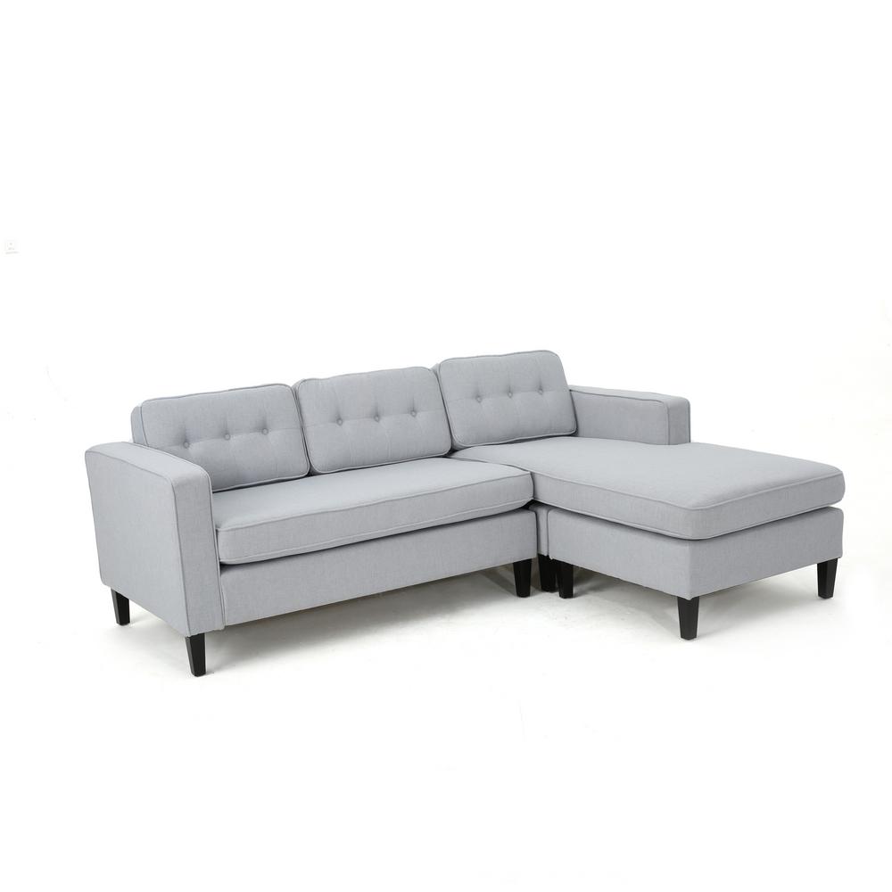 Le House 2 Piece Light Gray Fabric Chaise Sectional