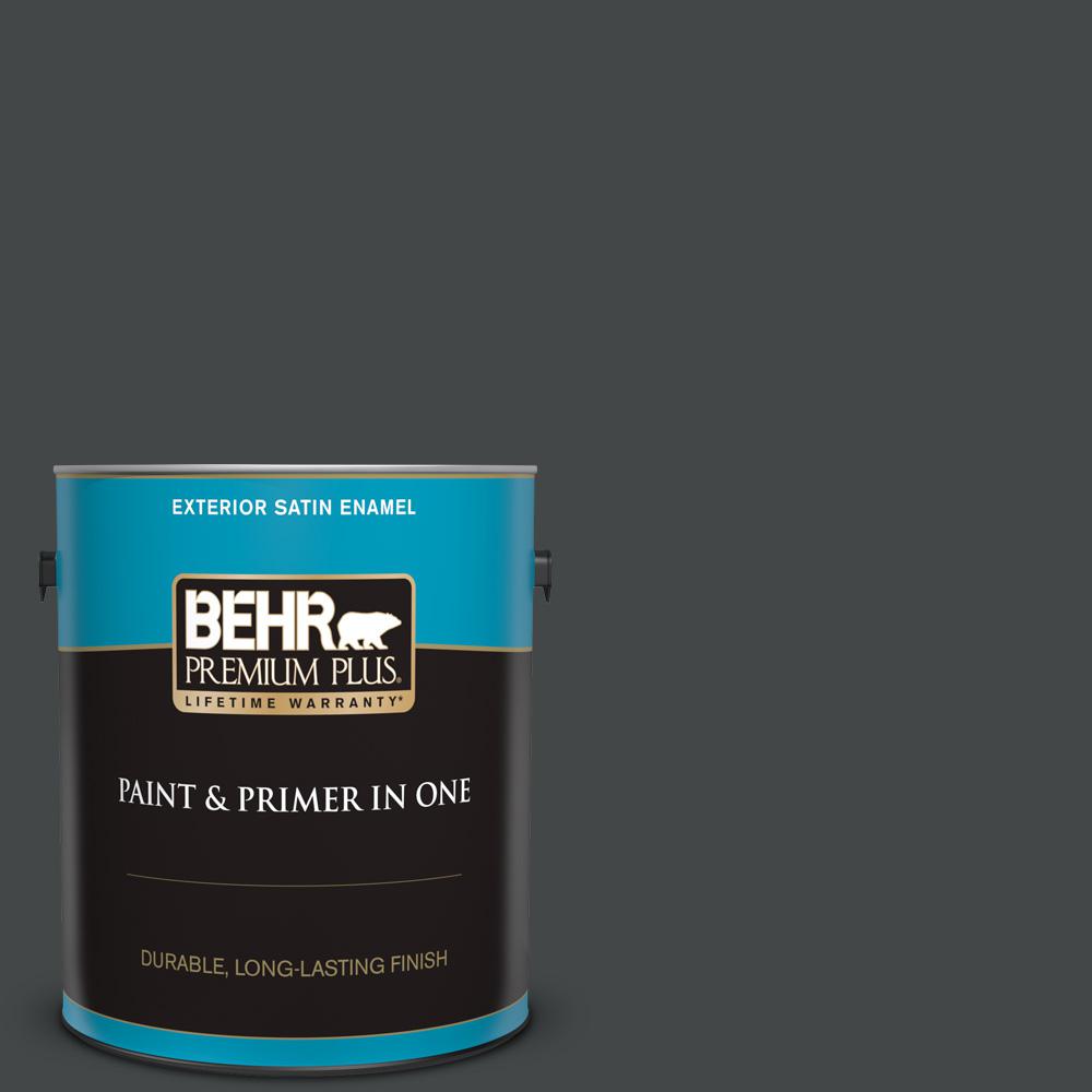 BEHR PREMIUM PLUS 1 Gal. #PPU24-23 Little Black Dress Satin Enamel ...