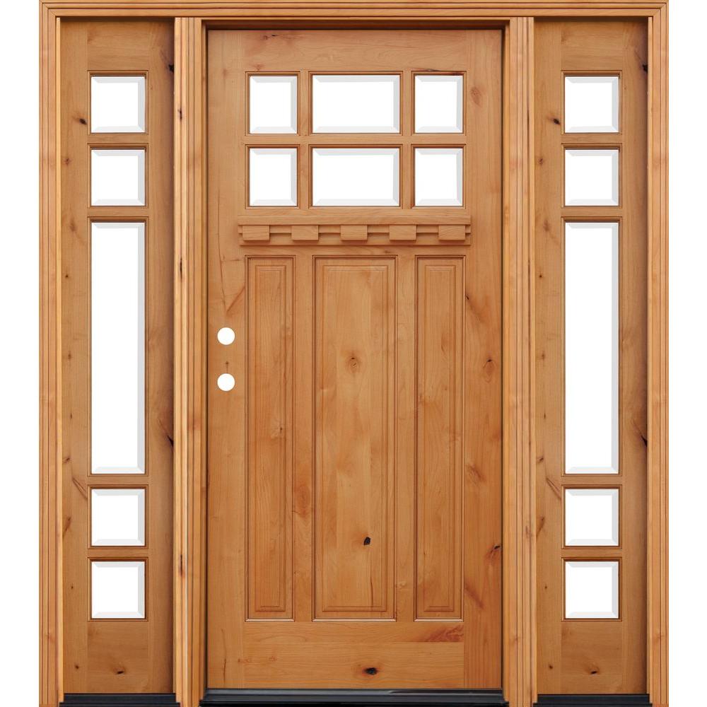 Pacific Entries 70 In X 80 Craftsman Rustic 6 Lite Stained Craftsman Rustic 6 Lite Stained Knotty Alder Wood Prehung Front Door W 14 In Sidelites Dentil Shelf