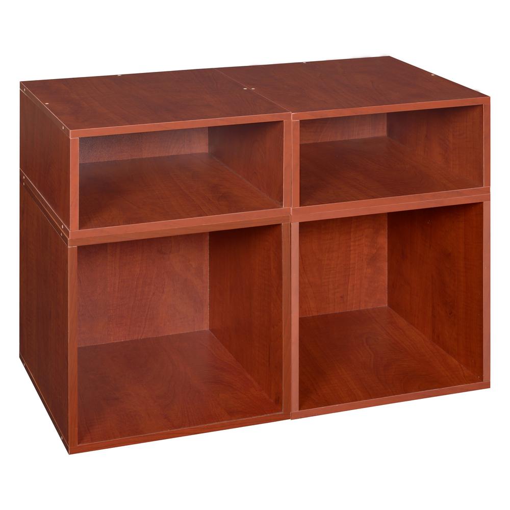 Niche Cubo 26 in. x 19 in. Cherry 2-Full and 2-Half Cube Organizer ...