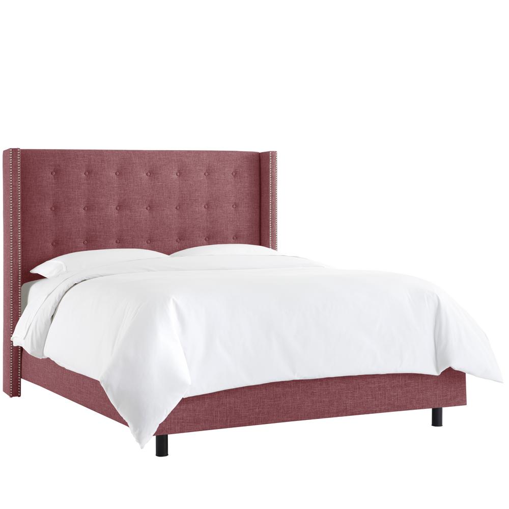 Zuma Amethyst Queen Nail On Tufted Wingback Bed 532nbbedpwzmamt Zuma Amethyst Queen Nail On Tufted Wingback Bed
