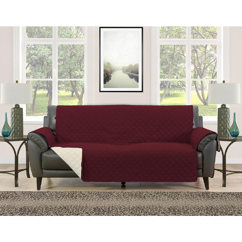 Barrett Burgundy Grey Microfiber Reversible Couch Protector