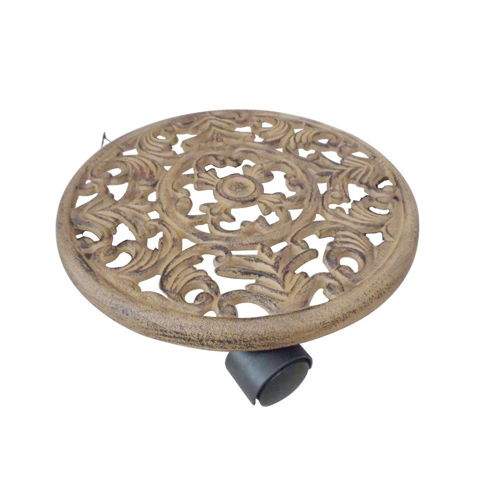 11.7 in. x 11.7 in. x 2.6 in. Brown Cast Iron Plant Caddy878758 The