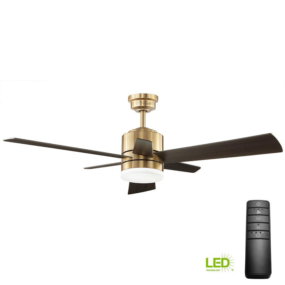 Home Decorators Collection Hexton 52 In Led Indoor Brushed Gold Ceiling Fan With Light Kit And Remote Control