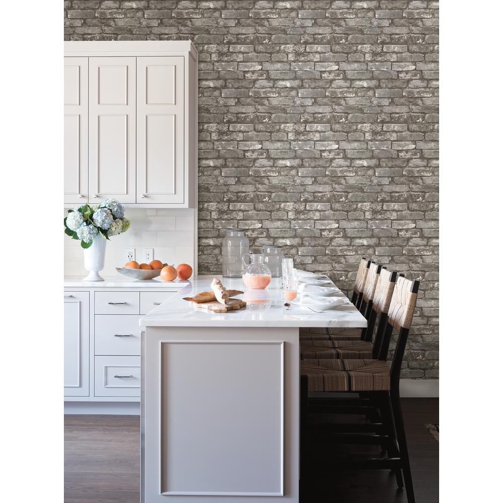 Brewster Chelsea Charcoal Brick Wallpaper 268621259 The Home Depot
