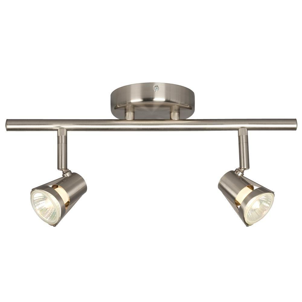 Hampton Bay 3-Light Brushed Nickel Semi-Flush Mount Directional Light ...